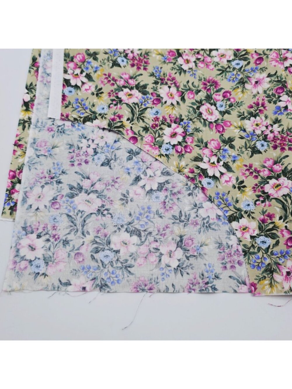 Floral Cotton Fabric Beige Pink Blue 1 Yard Hobby Lobby Exclusive - Picture 4 of 5